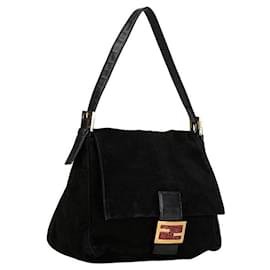 Fendi-Fendi Zucca Mamma Baguette Suede Shoulder Bag 26325 in Good condition-Black