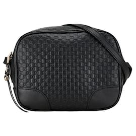 Gucci-Gucci Micro Guccissima Crossbody Bag Leather Crossbody Bag 449413 in Good condition-Black
