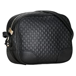 Gucci-Gucci Micro Guccissima Crossbody Bag Leather Crossbody Bag 449413 in Good condition-Black