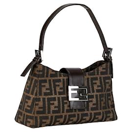 Fendi-Sac à épaule en toile Fendi Zucca en bon état-Marron