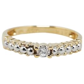 & Other Stories-Pt900 Platinum K18YG Yellow Gold Diamond 0.1ct Ring in Great Condition-Golden