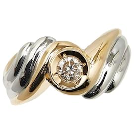 & Other Stories-Anel de diamante Pt900 em platina e K18YG em ouro amarelo 0,19 ct em excelente estado-Dourado