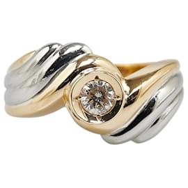 & Other Stories-LuxUness 18K & Platinum Diamond Ring  Metal Ring in Excellent condition-Golden