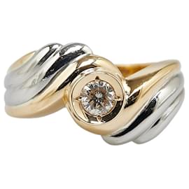 & Other Stories-Pt900 Platinum K18YG Yellow Gold Diamond Ring 0.19ct in Excellent Condition-Golden