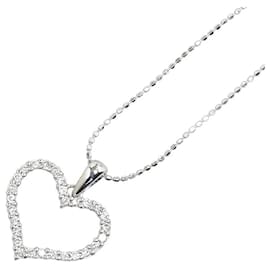 & Other Stories-LuxUness 18K Diamond Heart Necklace  Metal Necklace in Excellent condition-Silvery