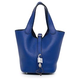 Hermès-Hermès Blue Clemence Picotin Lock 18-Blue