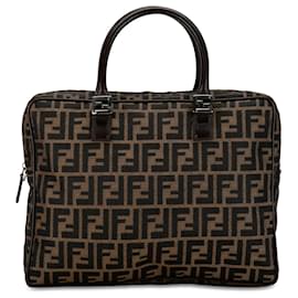 Fendi-Fendi Brown Zucca Canvas Business Bag-Brown