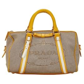 Prada-Prada Canapa Logo Handbag Canvas Handbag in Good condition-Brown