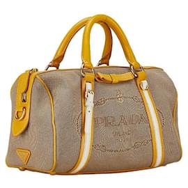 Prada-Prada Canapa Logo Handbag Canvas Handbag in Good condition-Brown