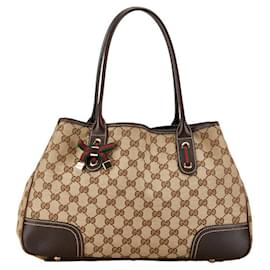 Gucci-Gucci GG Canvas Princy Tote Bag Canvas Tote Bag 163305 in Good condition-Brown