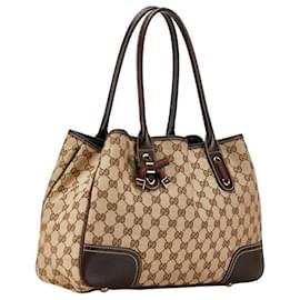 Gucci-Gucci GG Canvas Princy Tote Bag Canvas Tote Bag 163305 in Good condition-Brown