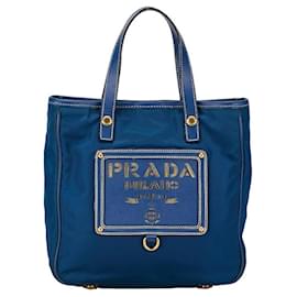Prada-Prada Logo Nylon Leather 2WAY Handbag Shoulder Bag in Very Good Condition-Blue