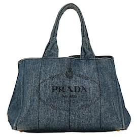 Prada-Prada Logo Denim Handbag Denim Handbag in Good condition-Blue