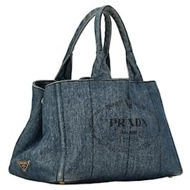 Prada-Prada Logo Denim Handbag Denim Handbag in Good condition-Blue