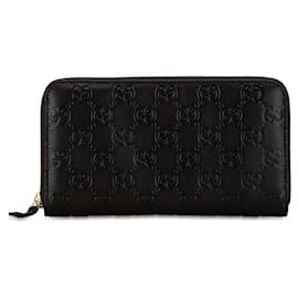 Gucci-Gucci Guccissima Leather Zip Around Wallet Leather Long Wallet 363423 in Good condition-Black