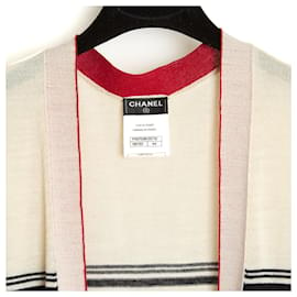 Chanel-2013 Chanel Gilet FR44 light wool CC stripes Cardigan UK16 US14-Cream