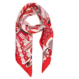 Hermès-Hermès Square Scarf 90 Patisserie Francaise 2019 Bright Red Pink-Red