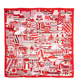 Hermès-Hermès Square Scarf 90 Patisserie Francaise 2019 Bright Red Pink-Red