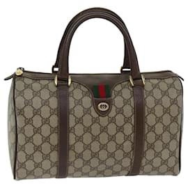 Gucci-GUCCI GG Supreme Web Sherry Line Boston Bag PVC Beige Red 40 02 007 Auth ep4397-Red,Beige