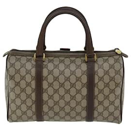 Gucci-GUCCI GG Supreme Web Sherry Line Boston Bag PVC Beige Red 40 02 007 Auth ep4397-Red,Beige