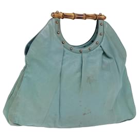 Gucci-GUCCI Tote Bag Leather Light Blue Auth 77020-Light blue