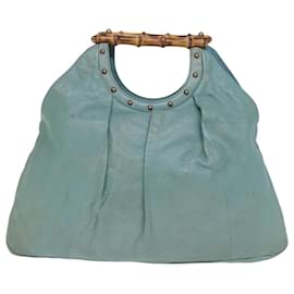 Gucci-GUCCI Tote Bag Leather Light Blue Auth 77020-Light blue