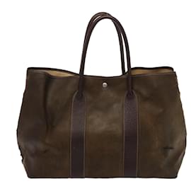 Hermès-HERMES Garden Party GM Tote Bag Leather Amazonia Brown Auth bs14861-Brown