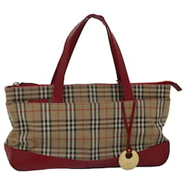 Autre Marque-Burberrys Nova Check Hand Bag Canvas Beige Red Auth yk12931-Red,Beige