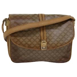 Céline-CELINE Macadam Canvas Shoulder Bag PVC Leather Beige Auth 77453-Beige