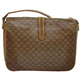 Céline-CELINE Macadam Canvas Shoulder Bag PVC Leather Beige Auth 77453-Beige
