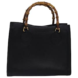 Gucci-GUCCI Bamboo Hand Bag Leather Black 002 0260 2615 Auth ep4498-Black