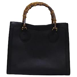 Gucci-GUCCI Bamboo Hand Bag Leather Black 002 0260 2615 Auth ep4498-Black