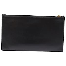 Saint Laurent-SAINT LAURENT Pouch Leather Black Auth ac2999-Black