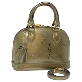 Louis Vuitton-LOUIS VUITTON Monogram Vernis Alma BB Handtasche 2way Schleier Olive M91584 Auth 76298-Andere