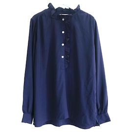 Camisa azul marinho com babados Aime Benson Azul marinho