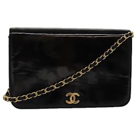 Chanel-CHANEL COCO Mark Chain Shoulder Bag Enamel Black CC Auth bs14985-Black