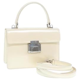 Gucci-GUCCI Hand Bag Enamel 2way Beige Auth yk12770-Beige