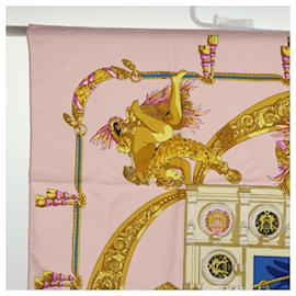 Hermès-HERMES Carre 90 Scarf ""HOMMAGE A CHARLES GARNIER"" Silk Pink Auth bs14777-Pink