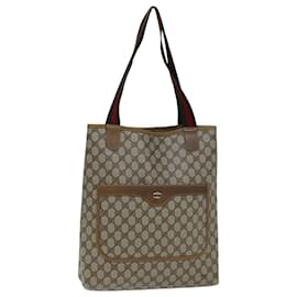 Gucci-GUCCI GG Supreme Web Sherry Line Tote Bag Beige Red Green 40 02 003 Auth yk12812-Red,Beige,Green