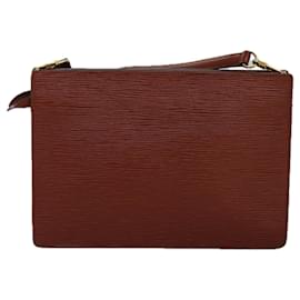 Louis Vuitton-LOUIS VUITTON Pochette Angian Epi Marron M52113 LV Auth 77265-Marron