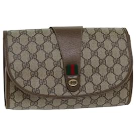 Gucci-GUCCI GG Supreme Web Sherry Line Clutch Bag PVC Beige Red 89 01 030 Auth ep4492-Red,Beige