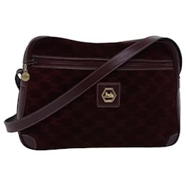 Céline-CELINE Macadam Canvas Shoulder Bag Bordeaux Auth 77323-Other