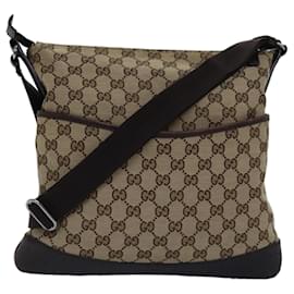Gucci-GUCCI GG Canvas Shoulder Bag Beige Brown 145857 Auth 74869-Brown,Beige