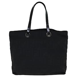Fendi-FENDI Zucca Canvas Hand Bag Black Auth ep4339-Black
