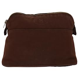 Hermès-HERMES Bolide PM Pouch Canvas Brown Auth bs15142-Brown