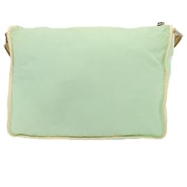 Fendi-FENDI Zucchino Canvas Shoulder Bag Nylon Green Auth hk1304-Green