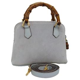 Gucci-GUCCI Bamboo Hand Bag 2way Gray 007 2865 0231 Auth ep4533-Grey