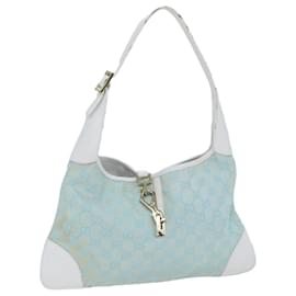 Gucci-GUCCI GG Canvas Jackie Shoulder Bag Light Blue 001 4057 Auth ep4384-Light blue