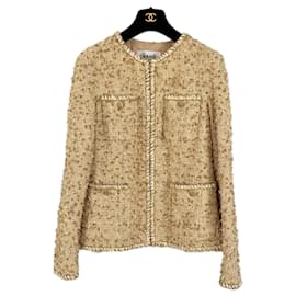 Chanel-Nouvelle veste en tweed beige sable emblématique printemps 2019-Beige