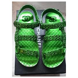 Chanel-Sandals-Green